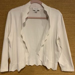 Elle - White  Scallop Trim Shrug Size L